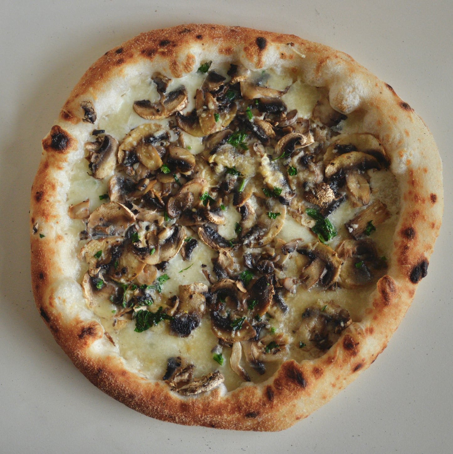 pre-baked Garlic Mushroom Pizza